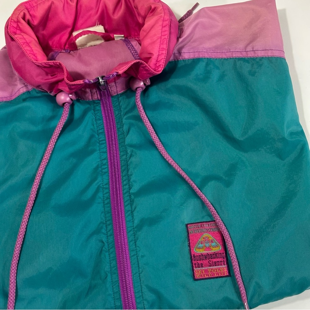 Ski Poles Wildlife Preserve Vintage Colorblock Windbreaker Jacket. Youth 14